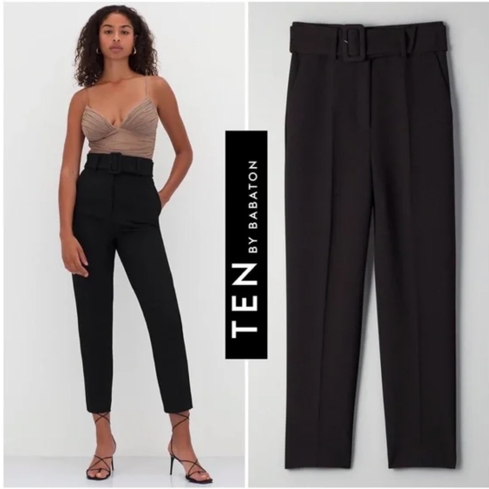 New Aritzia Ten By Babaton Black Supernova Trouser Belted Pants